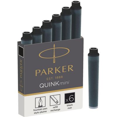 Parker Pen, Cartouche de rechange + encrier, Mini boîte Quink (Noir, 6 pcs) - Publicité Parker Pen, Cartouche de rechange + encrier, Mini boîte Quink (Noir, 6 pcs) - Publicité