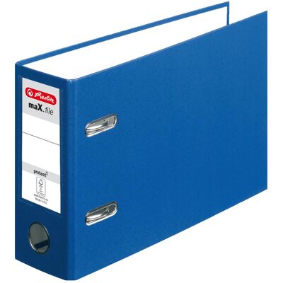 Herlitz, Classeur, PP file maX.file protect, A5 paysage, bleu Largeur du dos : 75 mm, PP plastic cover, insertable (A5, 75 mm, 1 pcs) - Publicité Herlitz, Classeur, PP file maX.file protect, A5 paysage, bleu Largeur du dos : 75 mm, PP plastic cover, insertable (A5, 75 mm, 1 pcs) - Publicité