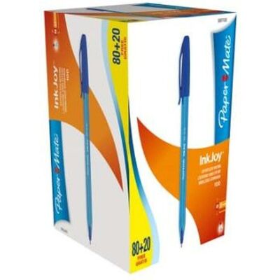 Paper Mate, Stylo, Paper:Mate stylo à bille InkJoy 100, Value Pack, bleu (100x) - Publicité Paper Mate, Stylo, Paper:Mate stylo à bille InkJoy 100, Value Pack, bleu (100x) - Publicité