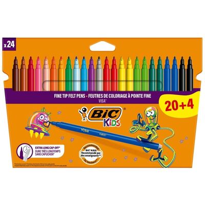 Bic, Écriture + dessin, Visa Filzstifte 24 Farben (24x) - Publicité Bic, Écriture + dessin, Visa Filzstifte 24 Farben (24x) - Publicité