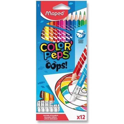 Maped, Écriture + dessin, Crayon de couleur triangulaire COLOR'PEPS, effaçable, étui de 12 pièces (12x) - Publicité Maped, Écriture + dessin, Crayon de couleur triangulaire COLOR'PEPS, effaçable, étui de 12 pièces (12x) - Publicité
