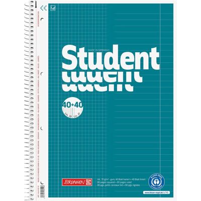 Brunnen, Cahier + bloc-notes, Collegeblock Student DUO Lineature 27 et 28 ligné et quadrillé DIN A4 marge intérieure et extérieure (A4, À rayures, Quadrillé) - Publicité Brunnen, Cahier + bloc-notes, Collegeblock Student DUO Lineature 27 et 28 ligné et quadrillé DIN A4 marge intérieure et extérieure (A4, À rayures, Quadrillé) - Publicité