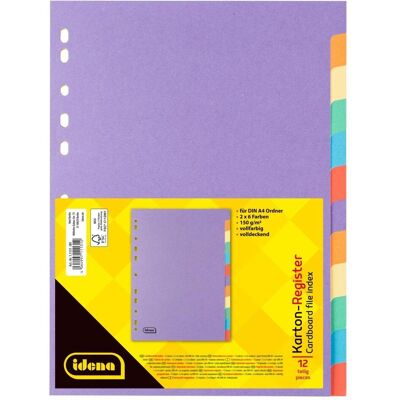 Idena, Classeur : accessoires, Répertoire en carton 12 pièces 6 couleurs 150g/m² DIN A4 - Publicité Idena, Classeur : accessoires, Répertoire en carton 12 pièces 6 couleurs 150g/m² DIN A4 - Publicité