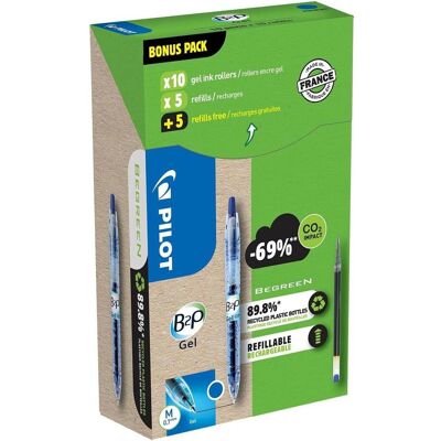 Pilot, Stylo, Begreen B2P Gel Greenpack 10+10 Refills (10x) - Publicité Pilot, Stylo, Begreen B2P Gel Greenpack 10+10 Refills (10x) - Publicité