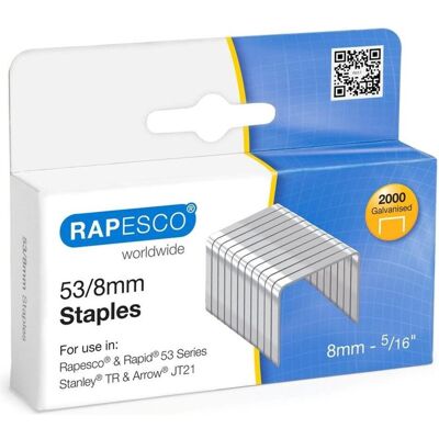 Rapesco Attaches, 0752 Agrafes galvanisées 53/8mm, 2.000 pièces (2000x) - Publicité Rapesco Attaches, 0752 Agrafes galvanisées 53/8mm, 2.000 pièces (2000x) - Publicité