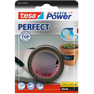 tesa, Ruban adhésif, extra Power Perfect, 2,75 m, noir, tissu, carton, papier, 19 mm, emballage visuel (19 mm) - Publicité tesa, Ruban adhésif, extra Power Perfect, 2,75 m, noir, tissu, carton, papier, 19 mm, emballage visuel (19 mm) - Publicité