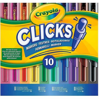 Crayola, Écriture + dessin, 10 feutres Clicks (10x) - Publicité Crayola, Écriture + dessin, 10 feutres Clicks (10x) - Publicité
