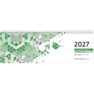 Zettler, Agenda, Tischquerkalender 1W/1S grün 2027 (1 semaine / 1 page) - Publicité Zettler, Agenda, Tischquerkalender 1W/1S grün 2027 (1 semaine / 1 page) - Publicité