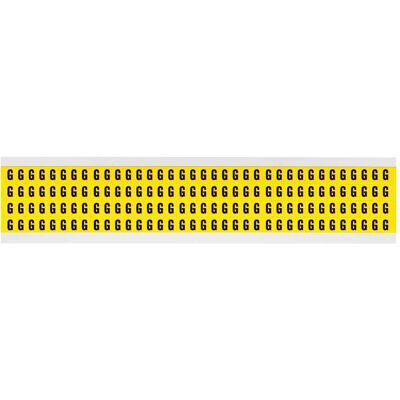 Brady, Étiquettes, 3400-G, B-499, noir sur jaune, 6 x 9mm, lettre G, hauteur des caractères 6,3mm(25 K. á 144 E.) - Publicité Brady, Étiquettes, 3400-G, B-499, noir sur jaune, 6 x 9mm, lettre G, hauteur des caractères 6,3mm(25 K. á 144 E.) - Publicité