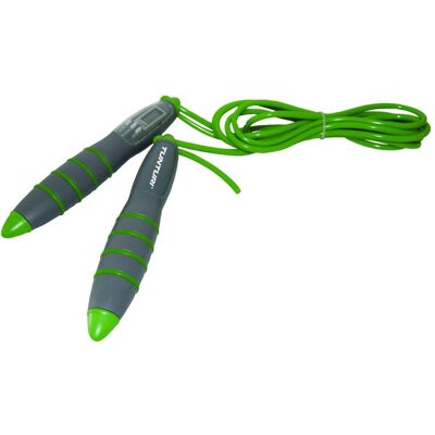 Corde à sauter numérique Tunturi - Avec compteur - Gris/Vert - Sport - Publicité Corde à sauter numérique Tunturi - Avec compteur - Gris/Vert - Sport - Publicité