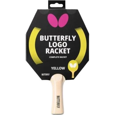 Butterfly Raquette de tennis de table « Ping Pong » avec logo, jaune - Publicité Butterfly Raquette de tennis de table « Ping Pong » avec logo, jaune - Publicité