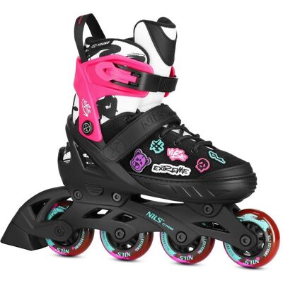 Nils, Unisexe, Patins à roulettes, NA2053A ŁYŻWOROLKI VIBE RÓŻOWE ROZM. L(40-43) EXTREME (40, 41, 42, 43), Noir, Pink, Rose - Publicité Nils, Unisexe, Patins à roulettes, NA2053A ŁYŻWOROLKI VIBE RÓŻOWE ROZM. L(40-43) EXTREME (40, 41, 42, 43), Noir, Pink, Rose - Publicité