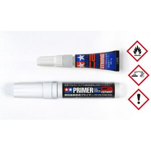 Tamiya - Jeu de ciment CA et apprêt 3 g PP/PE/POM - adhésif - Publicité Tamiya - Jeu de ciment CA et apprêt 3 g PP/PE/POM - adhésif - Publicité