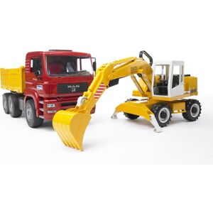 Bruder Camion à benne basculante avec pelleteuse - Publicité Bruder Camion à benne basculante avec pelleteuse - Publicité