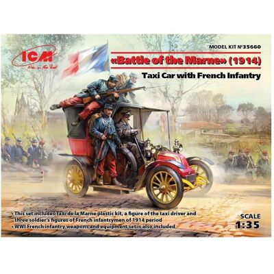 ICM Bataille de la Marne 1914 Taxi avec Infanterie Française - Kit Modèle Militaire - Publicité ICM Bataille de la Marne 1914 Taxi avec Infanterie Française - Kit Modèle Militaire - Publicité