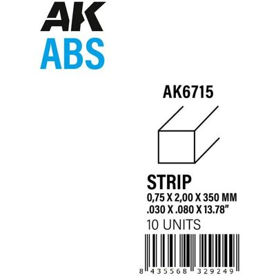AK Interactive Bandes 0.75 x 2.00 x 350mm - ABS STRIP - Publicité AK Interactive Bandes 0.75 x 2.00 x 350mm - ABS STRIP - Publicité