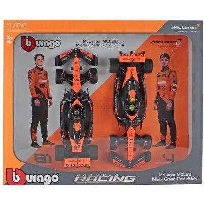 Bburago McLaren MCL38 2024 2er-Pack Vertikal - Publicité Bburago McLaren MCL38 2024 2er-Pack Vertikal - Publicité