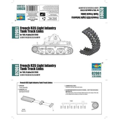 Liens de chenilles pour char léger R35 Trumpeter - Échelle 1:35 - Publicité Liens de chenilles pour char léger R35 Trumpeter - Échelle 1:35 - Publicité