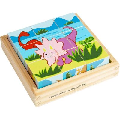 Bigjigs Puzzle cube en bois de dinosaure - Type de puzzle - Publicité Bigjigs Puzzle cube en bois de dinosaure - Type de puzzle - Publicité