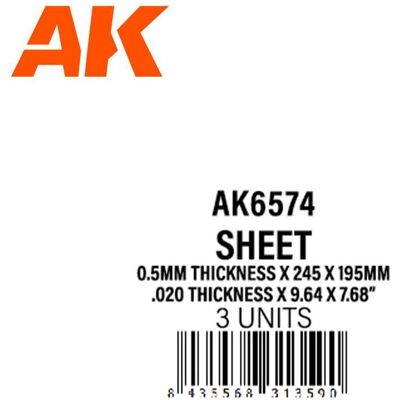 AK Interactive 0.5mmthickness x 245 x 195mm - STYRENE SHEET - Publicité AK Interactive 0.5mmthickness x 245 x 195mm - STYRENE SHEET - Publicité