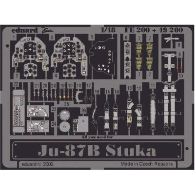 Accessoires de Maquette Eduard Junkers Ju 87B Stuka Pré-peints - Échelle 1:48 - Publicité Accessoires de Maquette Eduard Junkers Ju 87B Stuka Pré-peints - Échelle 1:48 - Publicité