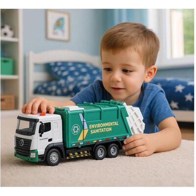 Lean Toys Müllwagen für Kinder, Metallkabine, Mülltonne, Lichter, Geräusche, Grün - Publicité Lean Toys Müllwagen für Kinder, Metallkabine, Mülltonne, Lichter, Geräusche, Grün - Publicité