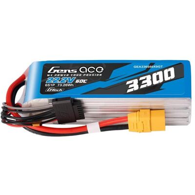 Gens Ace Accumulator Lipo G-Tech 3300mAh 22.2V 60C 6S1P XT90 (3300 mAh, 22.20 V) - Publicité Gens Ace Accumulator Lipo G-Tech 3300mAh 22.2V 60C 6S1P XT90 (3300 mAh, 22.20 V) - Publicité