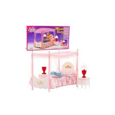 Lean Toys Puppenmöbel-Set: Himmelbett, Nachttische, Lampen - Publicité Lean Toys Puppenmöbel-Set: Himmelbett, Nachttische, Lampen - Publicité