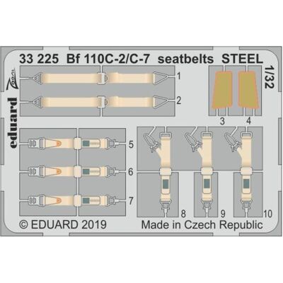 Ceintures de sécurité en acier Eduard pour Messerschmitt Bf-110C-2 - Accessoire modèle d'avion - Publicité Ceintures de sécurité en acier Eduard pour Messerschmitt Bf-110C-2 - Accessoire modèle d'avion - Publicité