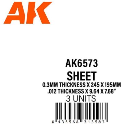 AK Interactive 0.3mmthickness x 245 x 195mm - STYRENE SHEET - Publicité AK Interactive 0.3mmthickness x 245 x 195mm - STYRENE SHEET - Publicité
