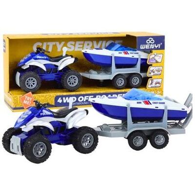 Lean Toys Polizeiquad mit Anhänger zum Transport - Publicité Lean Toys Polizeiquad mit Anhänger zum Transport - Publicité