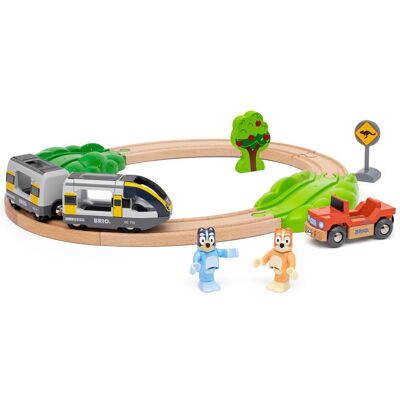 Ravensburger BRIO World - 36144 Bluey Zugset - Spielzeugzug-Set für Kinder ab 3 Jahren - zauberhaftes Geschenk - Publicité Ravensburger BRIO World - 36144 Bluey Zugset - Spielzeugzug-Set für Kinder ab 3 Jahren - zauberhaftes Geschenk - Publicité