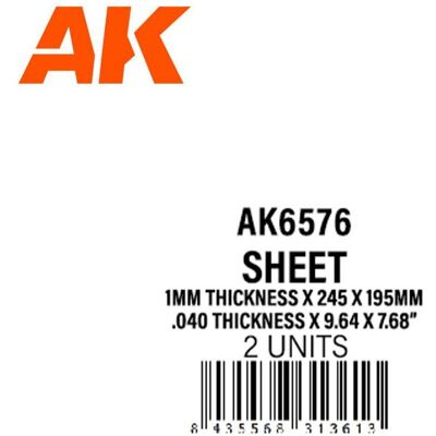 AK Interactive 1mm d'épaisseur x 245 x 195mm - STYRENE SHEET - Publicité AK Interactive 1mm d'épaisseur x 245 x 195mm - STYRENE SHEET - Publicité