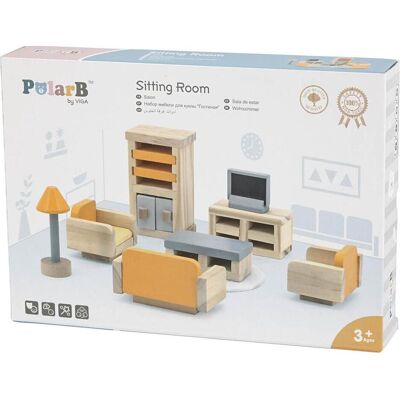 PolarB Viga Salon de poupée en bois - Ensemble de meubles pour jouets - Publicité PolarB Viga Salon de poupée en bois - Ensemble de meubles pour jouets - Publicité