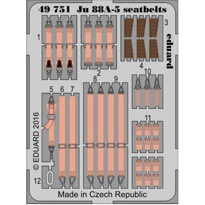Ceintures de sécurité Eduard Ju 88A-5 - Échelle 1:48 - Kit de détail pour avions - Publicité Ceintures de sécurité Eduard Ju 88A-5 - Échelle 1:48 - Kit de détail pour avions - Publicité