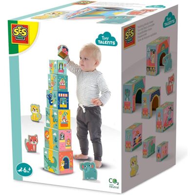 Ses Tiny Talents Stacking Blocks Tour avec des figurines d'animaux - Publicité Ses Tiny Talents Stacking Blocks Tour avec des figurines d'animaux - Publicité