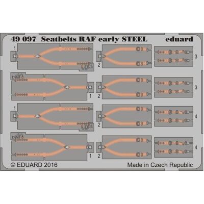 Kit de ceintures de sécurité RAF en acier Eduard - Échelle 1:48 - Publicité Kit de ceintures de sécurité RAF en acier Eduard - Échelle 1:48 - Publicité