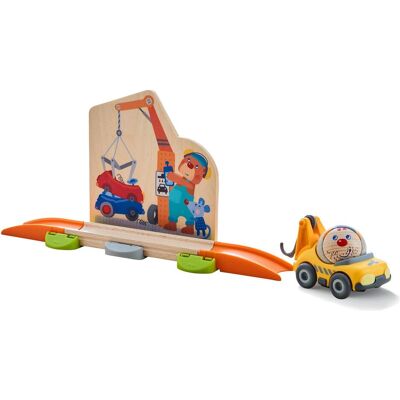 Ensemble de jouets HABA avec véhicules - Scène de casse auto - Publicité Ensemble de jouets HABA avec véhicules - Scène de casse auto - Publicité