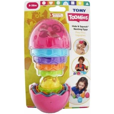 Tomy, Tapis d'éveil + arche d'activité, Toomies - Hide & Squeak Nesting Eggs - Rouge - Publicité Tomy, Tapis d'éveil + arche d'activité, Toomies - Hide & Squeak Nesting Eggs - Rouge - Publicité