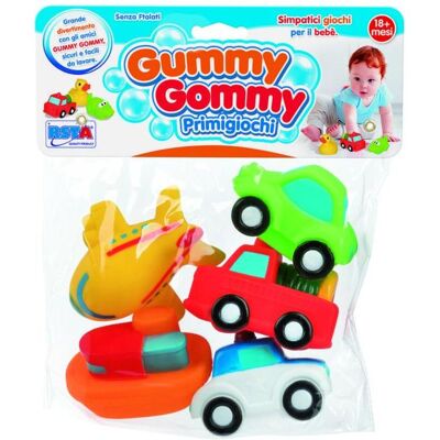 Ronchi Supertoys - Véhicules en Caoutchouc 5 Pièces - Ensemble de Jouets - Publicité Ronchi Supertoys - Véhicules en Caoutchouc 5 Pièces - Ensemble de Jouets - Publicité