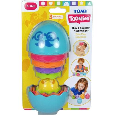 Tomy, Tapis d'éveil + arche d'activité, Toomies - Hide & Squeak Nesting Eggs - Bleu - Publicité Tomy, Tapis d'éveil + arche d'activité, Toomies - Hide & Squeak Nesting Eggs - Bleu - Publicité