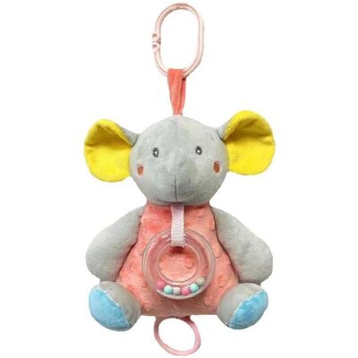 Tullo, Boîte à musique, Boîte à musique Éléphant pêche et gris, 18 cm - Publicité Tullo, Boîte à musique, Boîte à musique Éléphant pêche et gris, 18 cm - Publicité