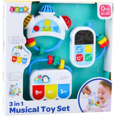 Lean Toys Lean Musikspielzeugset Für Kleinkinder Telefon Tamburin Tasten Klänge 3In1 - Publicité Lean Toys Lean Musikspielzeugset Für Kleinkinder Telefon Tamburin Tasten Klänge 3In1 - Publicité