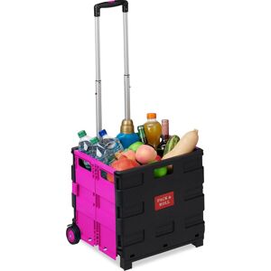 Relaxdays, Sac à commissions, Chariot de courses, pliable, Pink - Publicité Relaxdays, Sac à commissions, Chariot de courses, pliable, Pink - Publicité