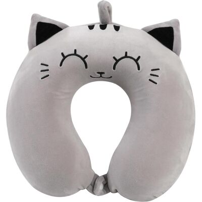 I-Total - XL2184C - Chat Gris - XL - Coussin cervical - Publicité I-Total - XL2184C - Chat Gris - XL - Coussin cervical - Publicité