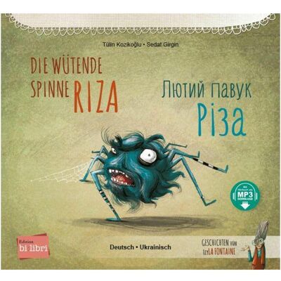 Bi:libri Kozikoglu:Die wütende Spinne Riza (Deut, Livre pour enfants de Tülin Kozikoğlu, Sedat Girgin, Mykola Bogdanov, Ute Unger - Publicité Bi:libri Kozikoglu:Die wütende Spinne Riza (Deut, Livre pour enfants de Tülin Kozikoğlu, Sedat Girgin, Mykola Bogdanov, Ute Unger - Publicité