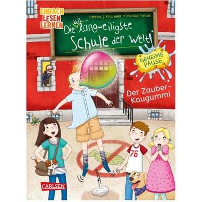 Carlsen Die unlangweiligste Schule der Welt. Geheime Pause 1: Der Zauber-Kaugummi, Livre pour enfants de Monika Parciak, Sabrina J. Kirschner - Publicité Carlsen Die unlangweiligste Schule der Welt. Geheime Pause 1: Der Zauber-Kaugummi, Livre pour enfants de Monika Parciak, Sabrina J. Kirschner - Publicité