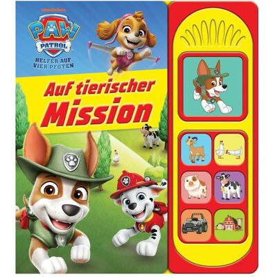 Phoenix Livres pour bébé, PAW Patrol - Auf tierischer Mission - Soundbuch - Pappbilderbuch mit 7 Geräuschen (Allemand) - Publicité Phoenix Livres pour bébé, PAW Patrol - Auf tierischer Mission - Soundbuch - Pappbilderbuch mit 7 Geräuschen (Allemand) - Publicité