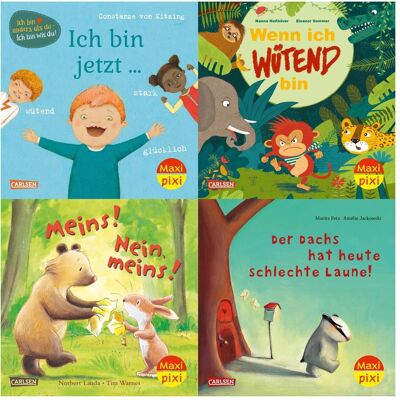Carlsen Maxi-Pixi-Box 89: Glücklich, traurig, schlecht gelaunt (4x5 Exemplare), Livre pour enfants de Divers - Publicité Carlsen Maxi-Pixi-Box 89: Glücklich, traurig, schlecht gelaunt (4x5 Exemplare), Livre pour enfants de Divers - Publicité