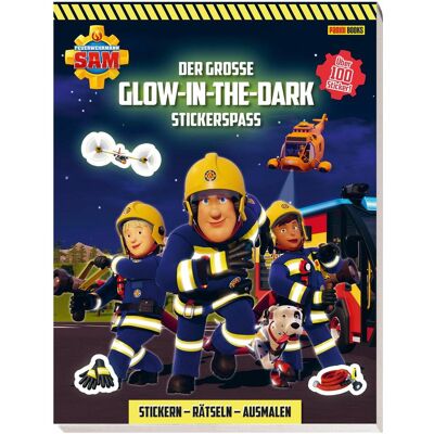 Panini, Autocollants, Feuerwehrmann Sam: Der grosse Glow-in-the-Dark Stickerspass: Stickern - Rätseln - Ausmalen - Publicité Panini, Autocollants, Feuerwehrmann Sam: Der grosse Glow-in-the-Dark Stickerspass: Stickern - Rätseln - Ausmalen - Publicité